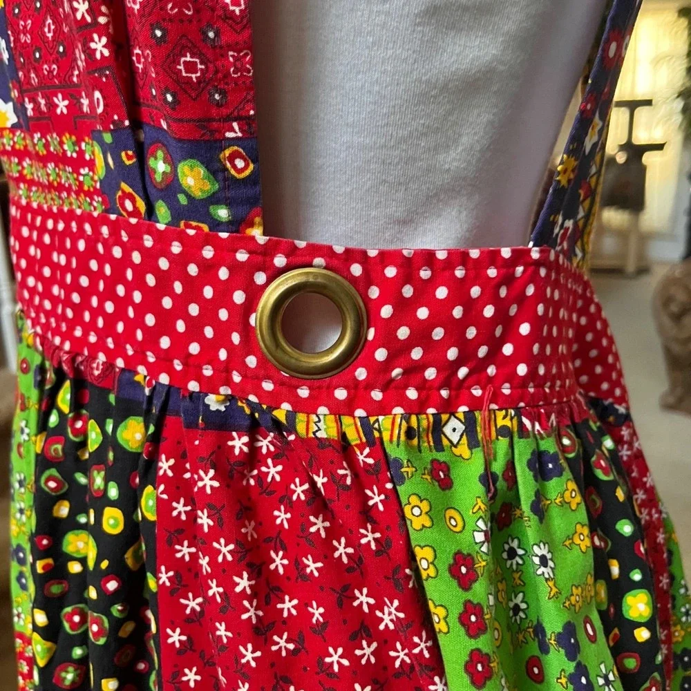 Vtg 70s Kenton Patchwork Full Length Apron Pockets  Cottagecore Boho‎ Japan OSFA